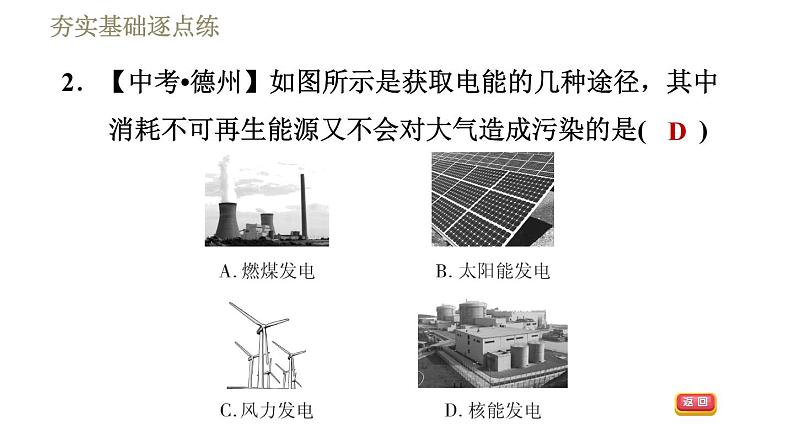 教科版九年级全一册物理习题课件 第十一章 11.5能源开发与可持续发展第6页