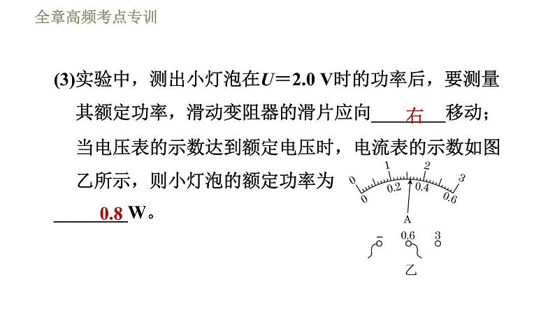 教科版九年级全一册物理习题课件 第六章 全章高频考点专训 专训1 测量小灯泡的电功率06