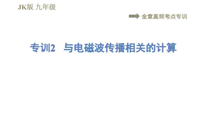 教科版九年级全一册物理习题课件 第十章 全章高频考点专训 专训2 与电磁波传播相关的计算01