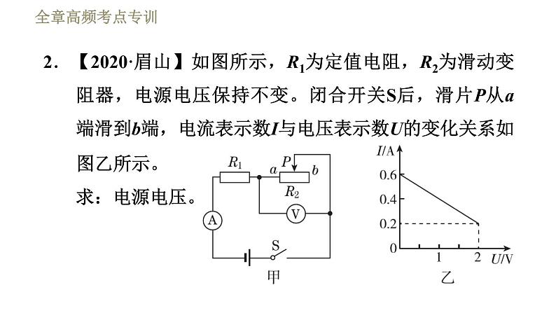 教科版九年级全一册物理习题课件 第五章 全章高频考点专训 专训8 欧姆定律的综合计算06