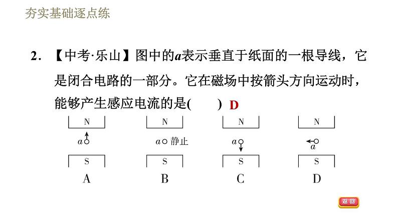 教科版九年级全一册物理习题课件 第八章 8.1电磁感应现象第5页