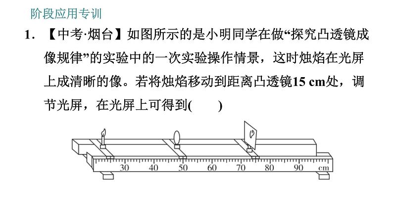 教科版八年级上册物理习题课件 第4章 阶段应用专训 凸透镜成像规律及其应用第3页