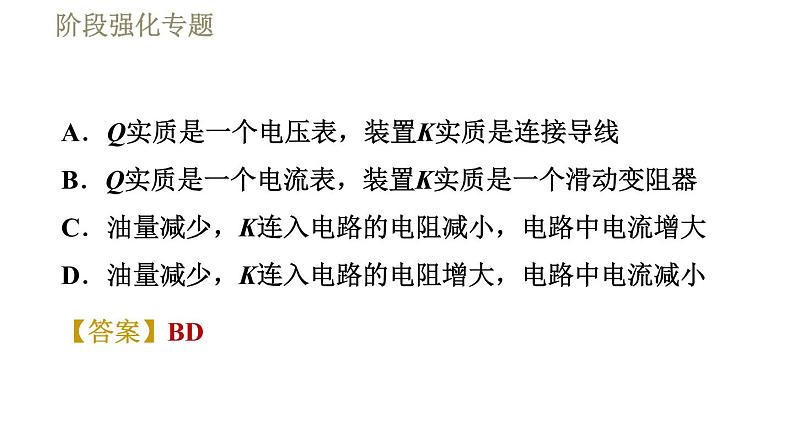 教科版九年级全一册物理习题课件 第五章 阶段强化专题（二） 专训2 判断简单的动态电路中电表示数的变化第8页