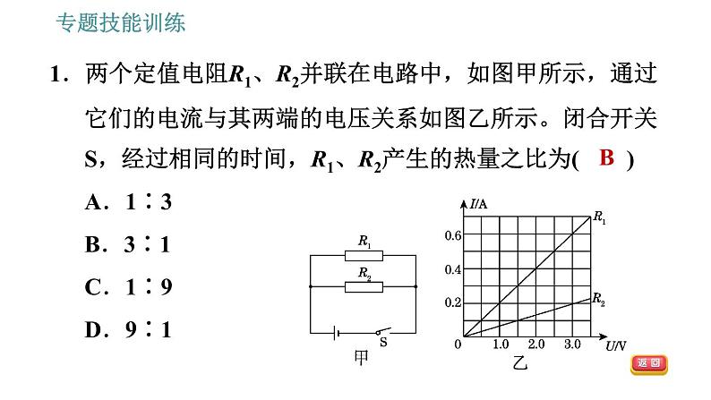 沪粤版九年级上册物理习题课件 第15章 专训（十二）   焦耳热及非纯电阻电路的计算第3页