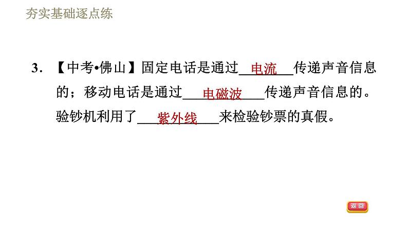 教科版九年级全一册物理习题课件 第十章 10.2电磁波的应用第6页