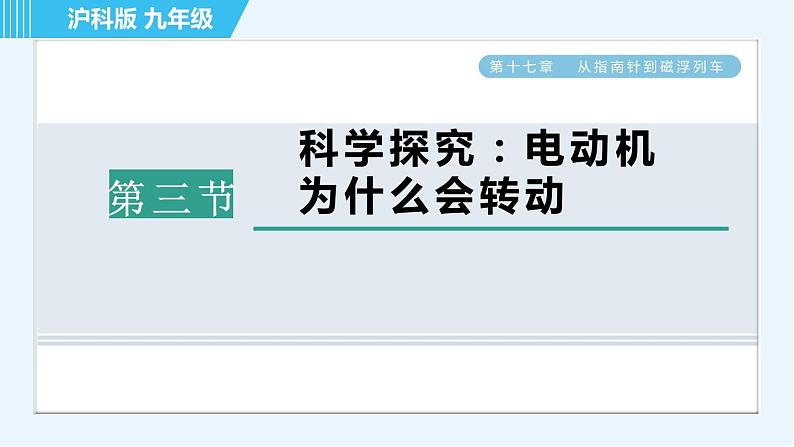 沪科版九年级全一册物理课件 第十七章 17.3科学探究：电动机为什么会转动01