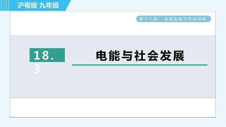 沪粤版九年级全一册物理课件 第十八章 18.3电能与社会发展第1页