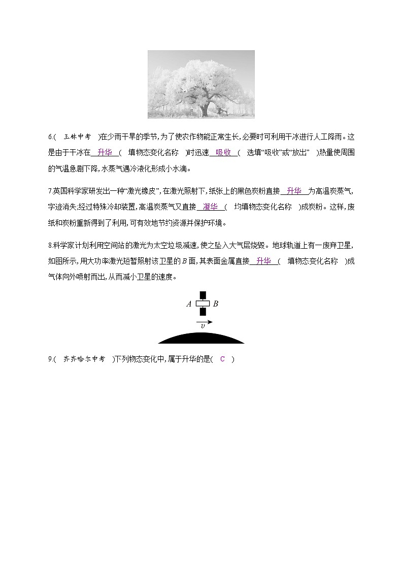 4.4　升华和凝华—2020年秋八年级物理上册（沪粤版）Word版课时作业第2页