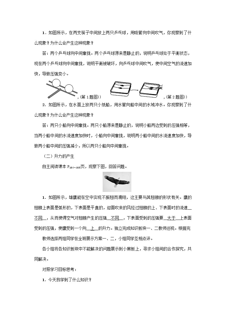沪科版2020年物理八年级下册第8章《第4节　流体压强与流速的关系》教案02