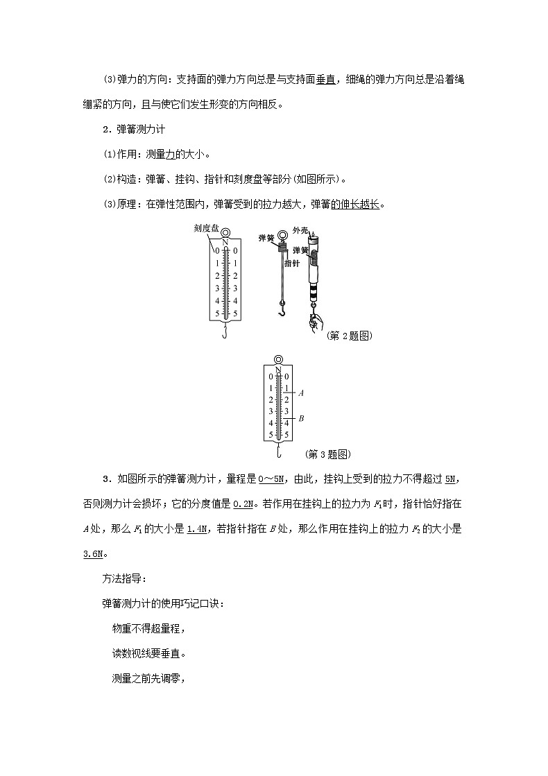 沪科版2020年物理八年级上册第6章《第3节　弹力与弹簧测力计》教案02