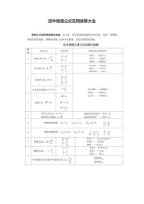 初中物理公式 实用换算大全