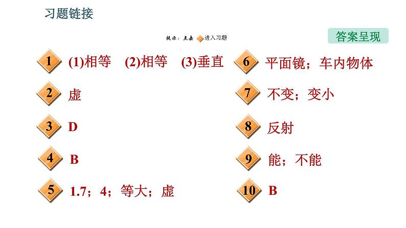 北师版八年级上册物理习题课件 第5章 5.3.1 平面镜成像特点02