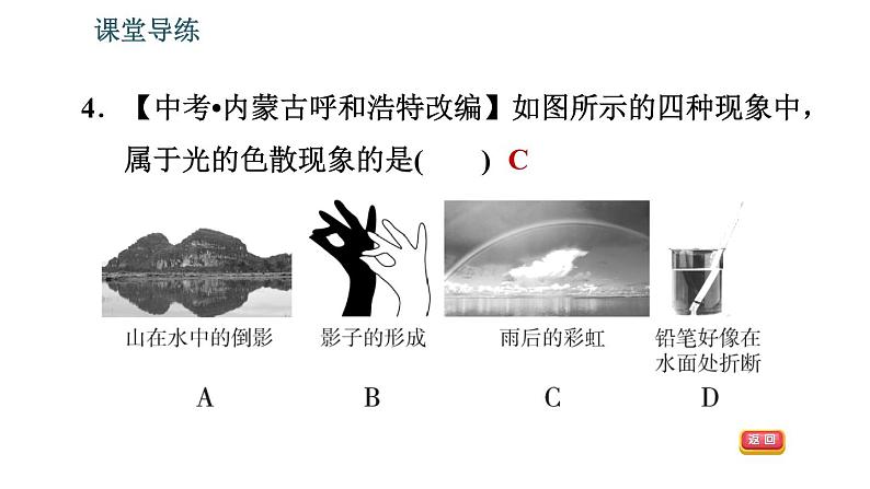 北师版八年级上册物理习题课件 第5章 5.5 物体的颜色第8页