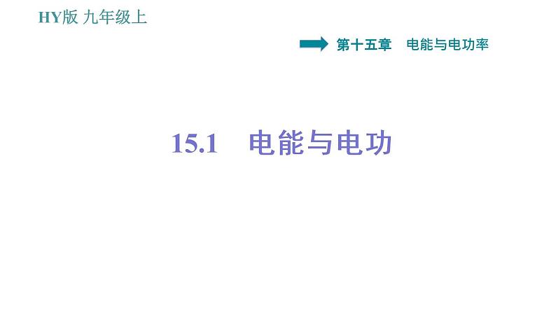 沪粤版九年级上册物理课件 第15章 15.1 电能与电功第1页