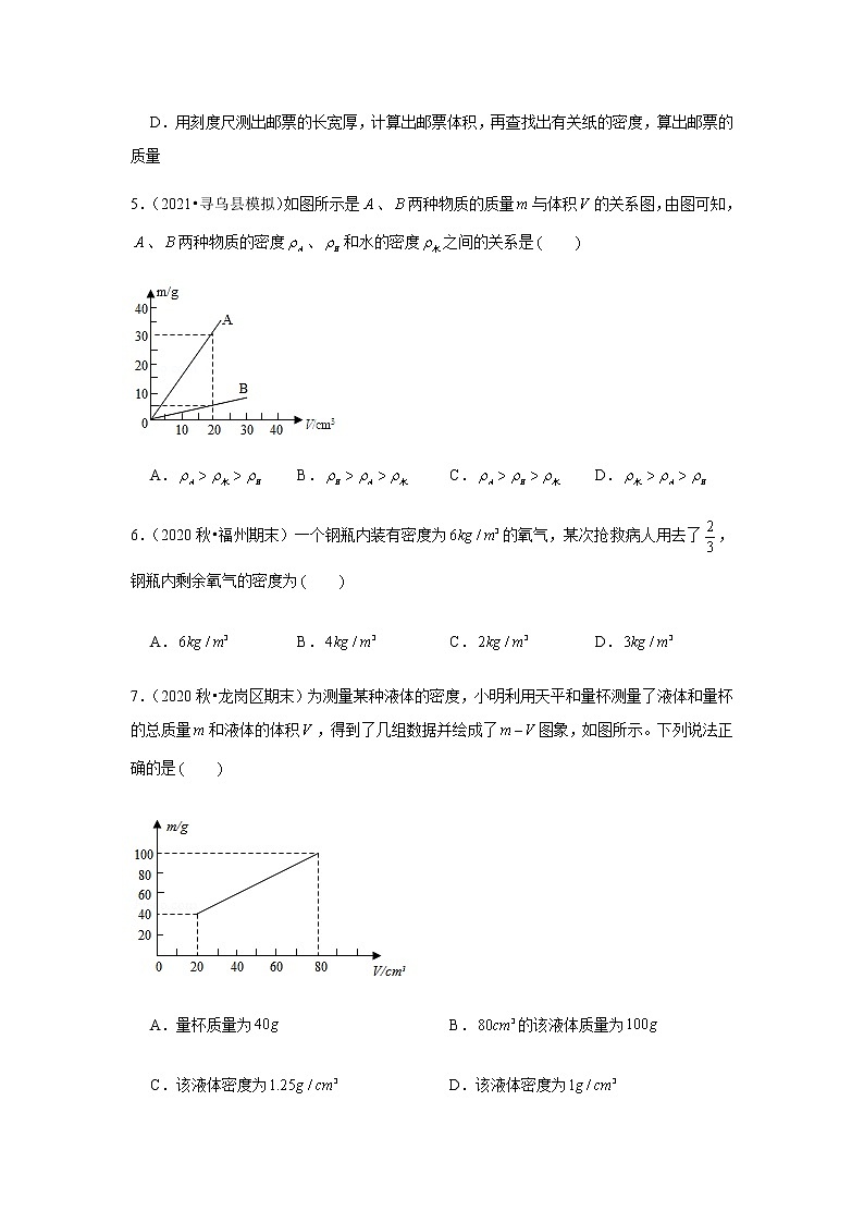 人教新版物理八年级下册专题复习《质量与密度》（含答案）第2页