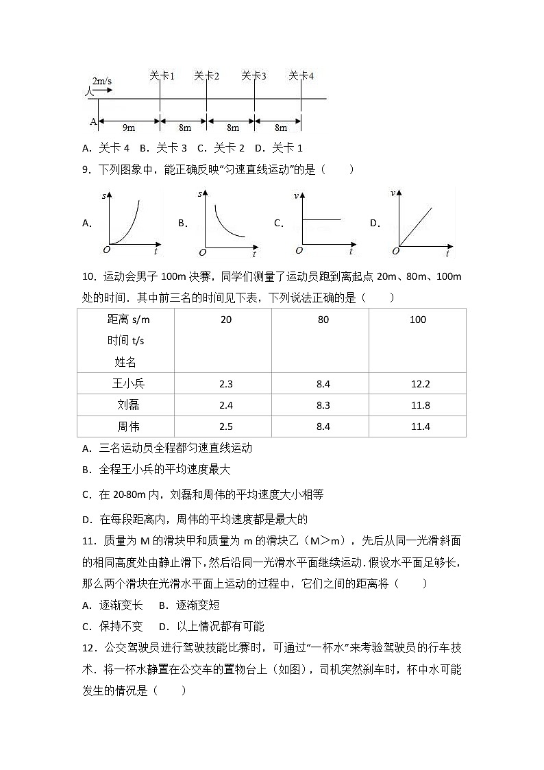 2018中考物理一轮复习真题练习：考点8运动和力第3页