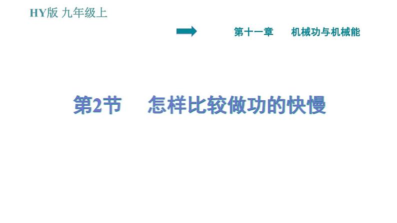 沪粤版九年级上册物理习题课件 第11章 11.2   怎样比较做功的快慢01