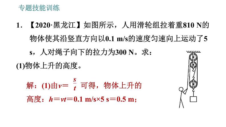 沪粤版九年级上册物理习题课件 第11章 专题   2.机械效率的计算第3页