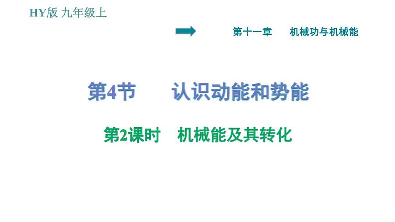 沪粤版九年级上册物理习题课件 第11章 11.4.2   机械能及其转化第1页