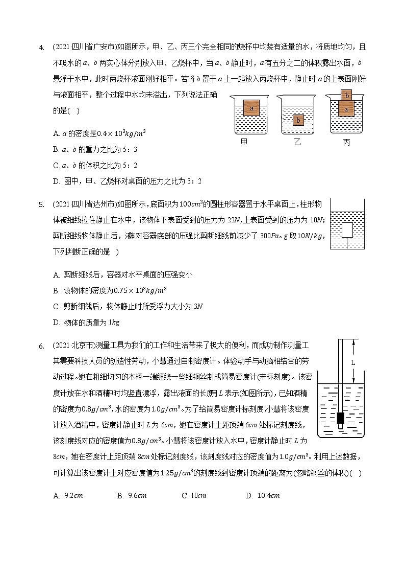 2021年全国物理中考题分类汇编10—《浮力》（word版附解析）第2页