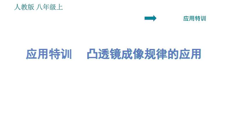 人教版八年级上册物理习题课件 第5章 应用特训 凸透镜成像规律的应用第1页