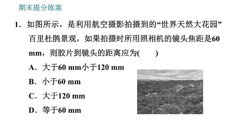人教版八年级上册物理习题课件 期末提分练案 第5讲   第2课时   素养专项提升  专项1 分析摄影装置的方法03