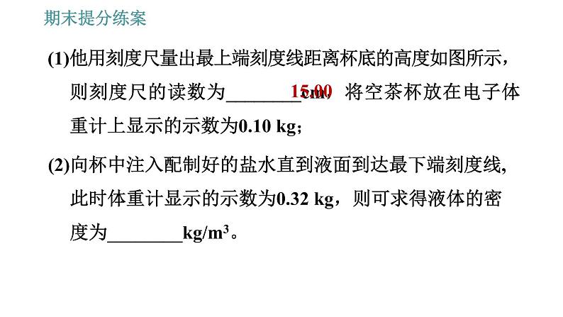 人教版八年级上册物理习题课件 期末提分练案 第6讲   第2课时   素养专项提升  专项2 特殊方法测量物质密度第4页