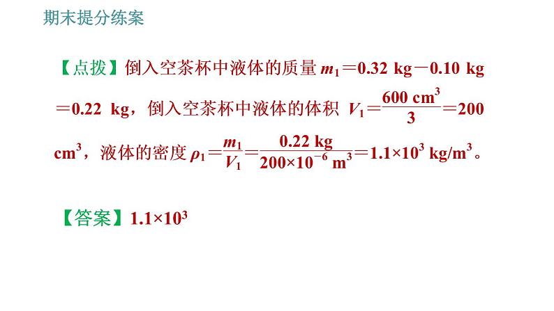 人教版八年级上册物理习题课件 期末提分练案 第6讲   第2课时   素养专项提升  专项2 特殊方法测量物质密度第5页