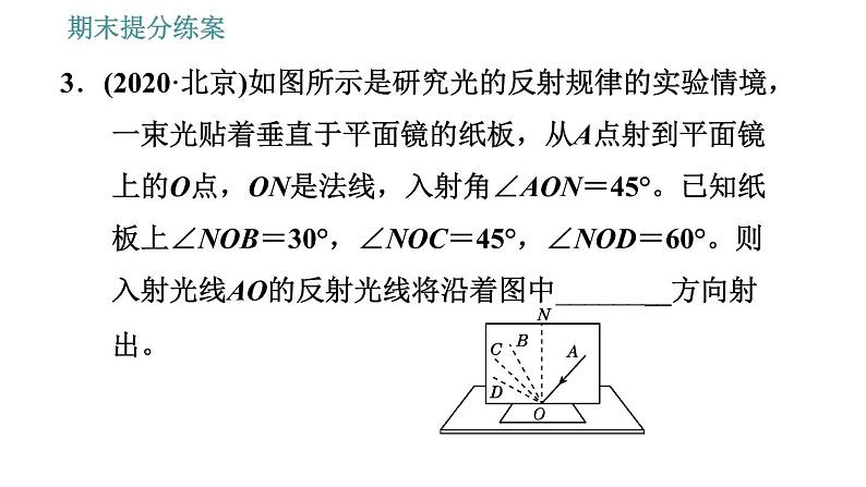 人教版八年级上册物理习题课件 期末提分练案 第4讲   第2课时   素养专项提升  专项2 有关光现象的实验探究08