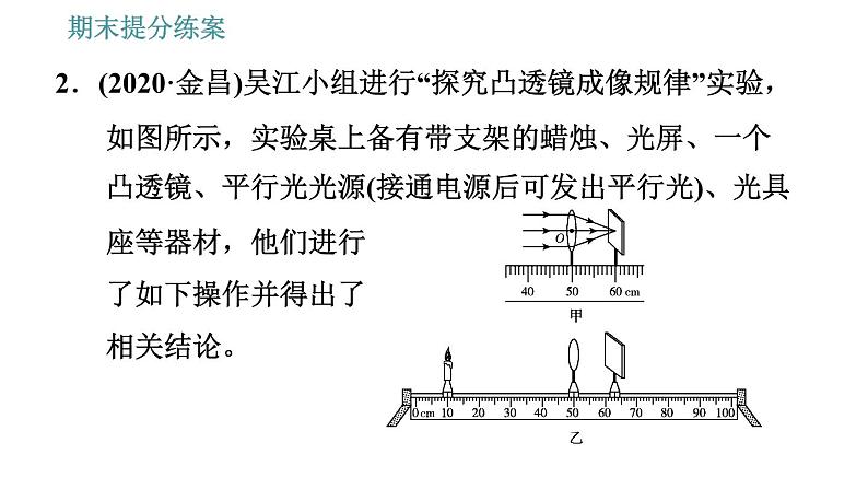人教版八年级上册物理习题课件 期末提分练案 第5讲   第2课时   素养专项提升  专项2 探究凸透镜成像规律第5页