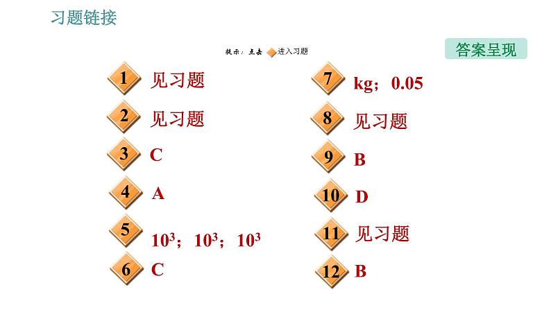 人教版八年级上册物理习题课件 第6章 6.1   质　量02
