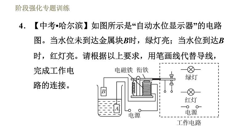 沪科版九年级下册物理习题课件 第17章阶段强化专题训练（七）专训3 电磁应用07