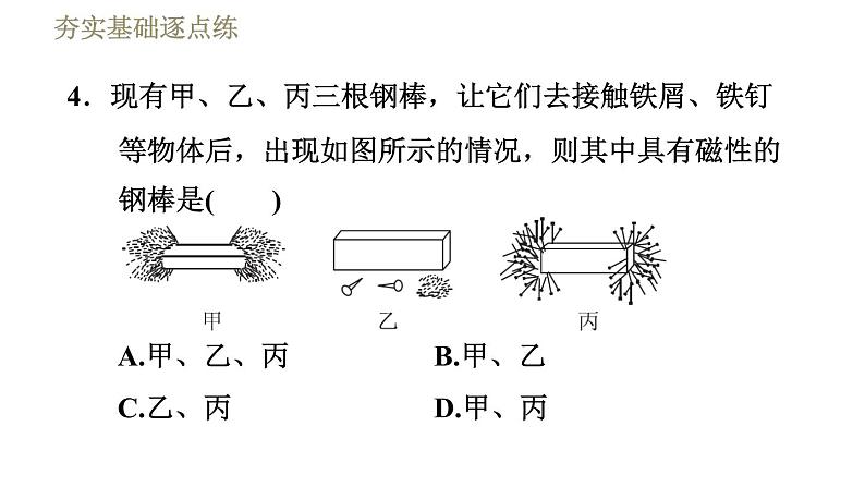 沪科版九年级下册物理习题课件 第17章17.1.1认识磁现象第7页