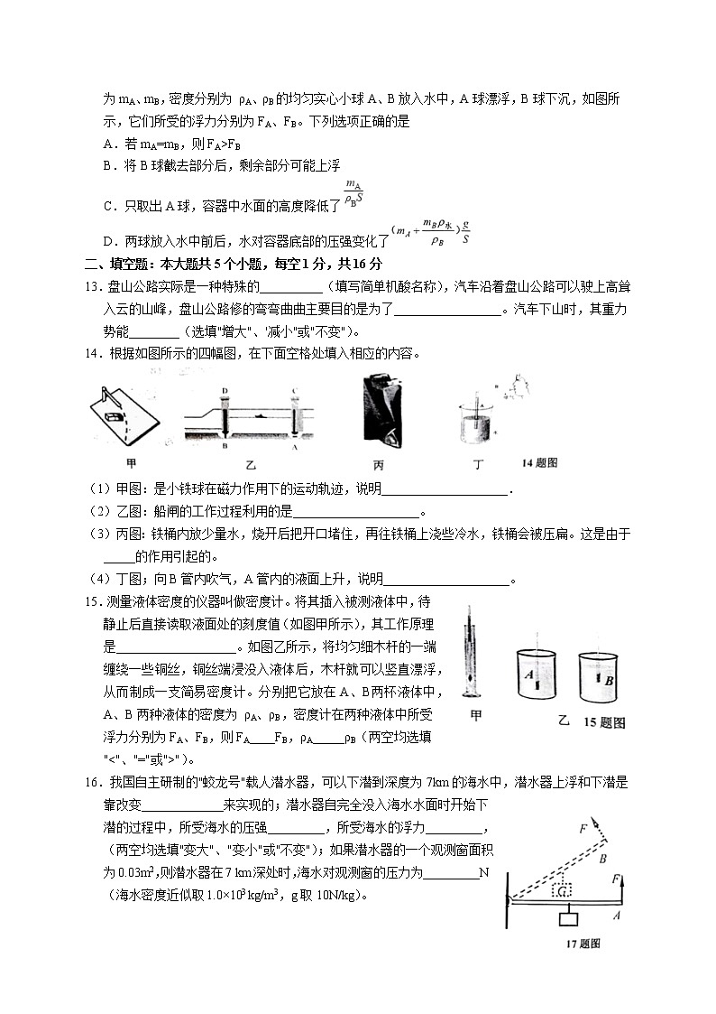 河北省唐山市路南区2020-2021学年八年级下学期期末考试物理试题（word版含答案）第3页