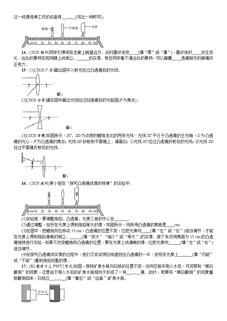 2021年广东省物理中考一轮复习 第3讲 透镜及其应用  同步练习（含答案）第3页