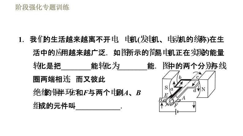 苏科版九年级下册物理课件 第16章 16.5阶段强化专题训练  专训1  磁场对电流的作用第3页