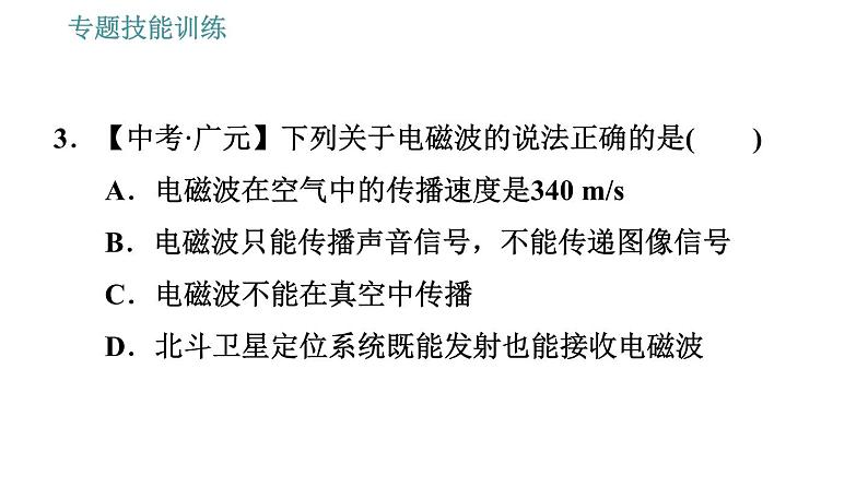 沪粤版九年级下册物理课件 第19章 专训（四）  电磁波与信息传递0第6页