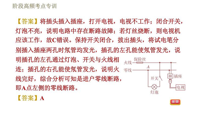 人教版九年级下册物理习题课件 第19章 阶段高频考点专训    专训1    电路故障的判断第6页