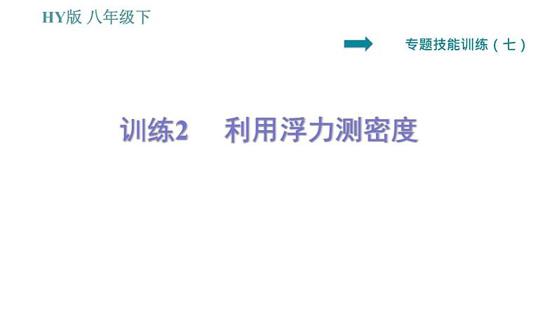 沪粤版八年级下册物理课件 第9章 专训（七）  训练2   利用浮力测密度第1页