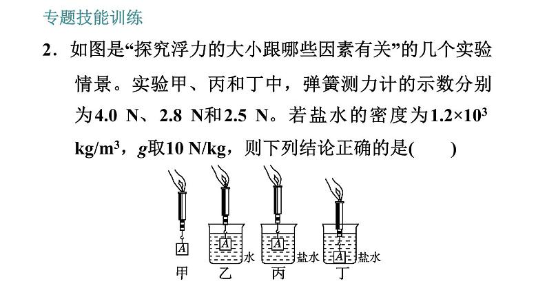 沪粤版八年级下册物理课件 第9章 专训（七）  训练2   利用浮力测密度第5页