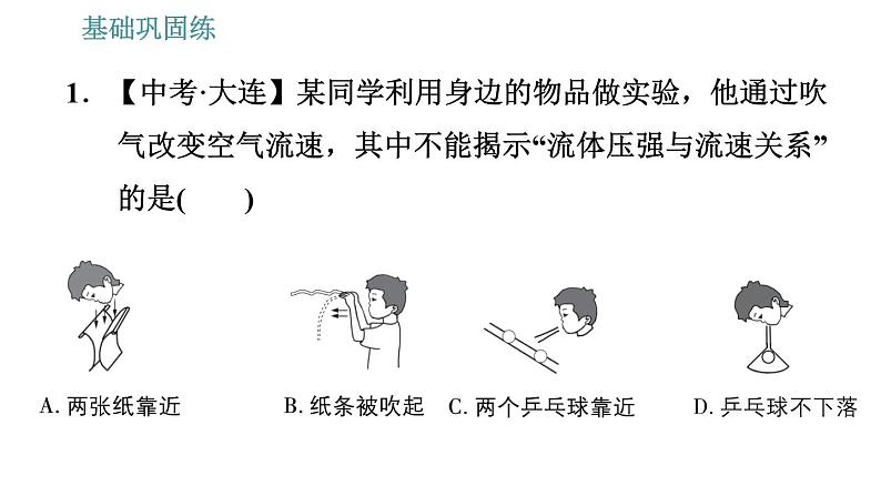 沪科版八年级下册物理课件 第8章 8.4   流体压强与流速的关系0第7页