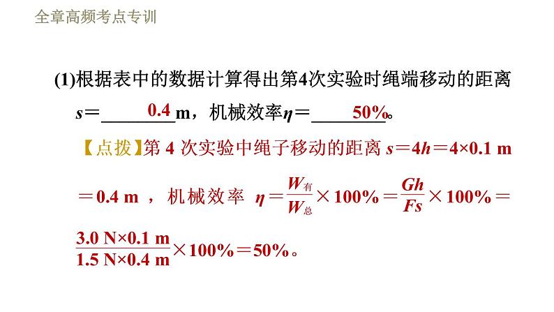 教科版八年级下册物理课件 第11章 全章高频考点专训  专训1  机械效率的测量05