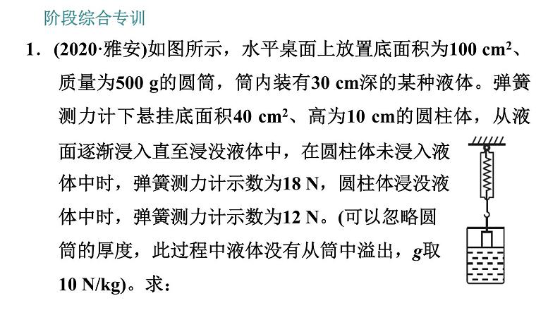 人教版八年级下册物理课件 第10章 阶段综合专训   浮力综合计算的常见类型03