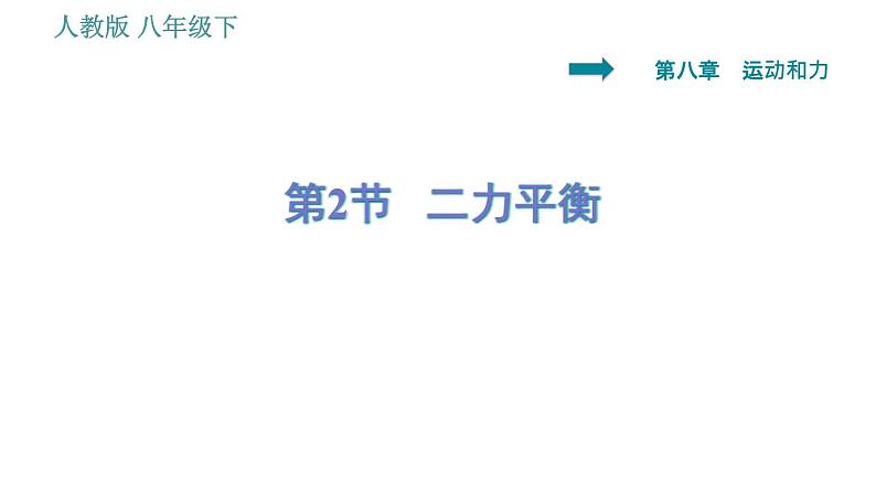 人教版八年级下册物理课件 第8章 8.2   二力平衡第1页