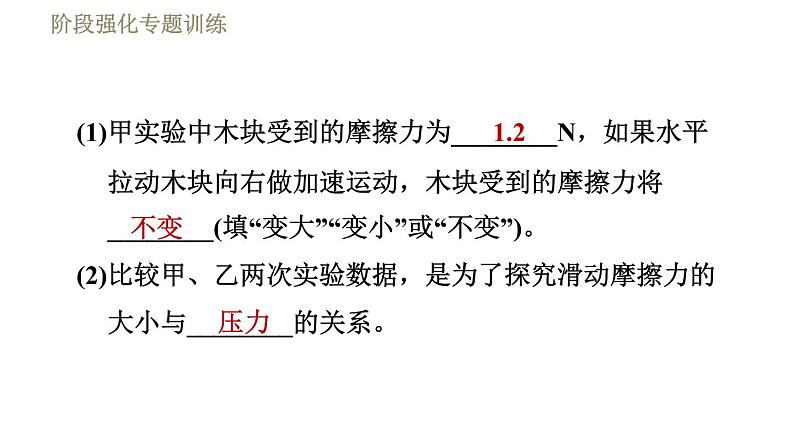 鲁科版八年级下册物理课件 第6章 阶段强化专题训练（二）  专训4  摩擦力的探究04