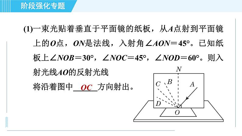 鲁科版八年级上册物理习题课件 第3章 阶段强化专题（三） 专训1 探究光的反射定律07