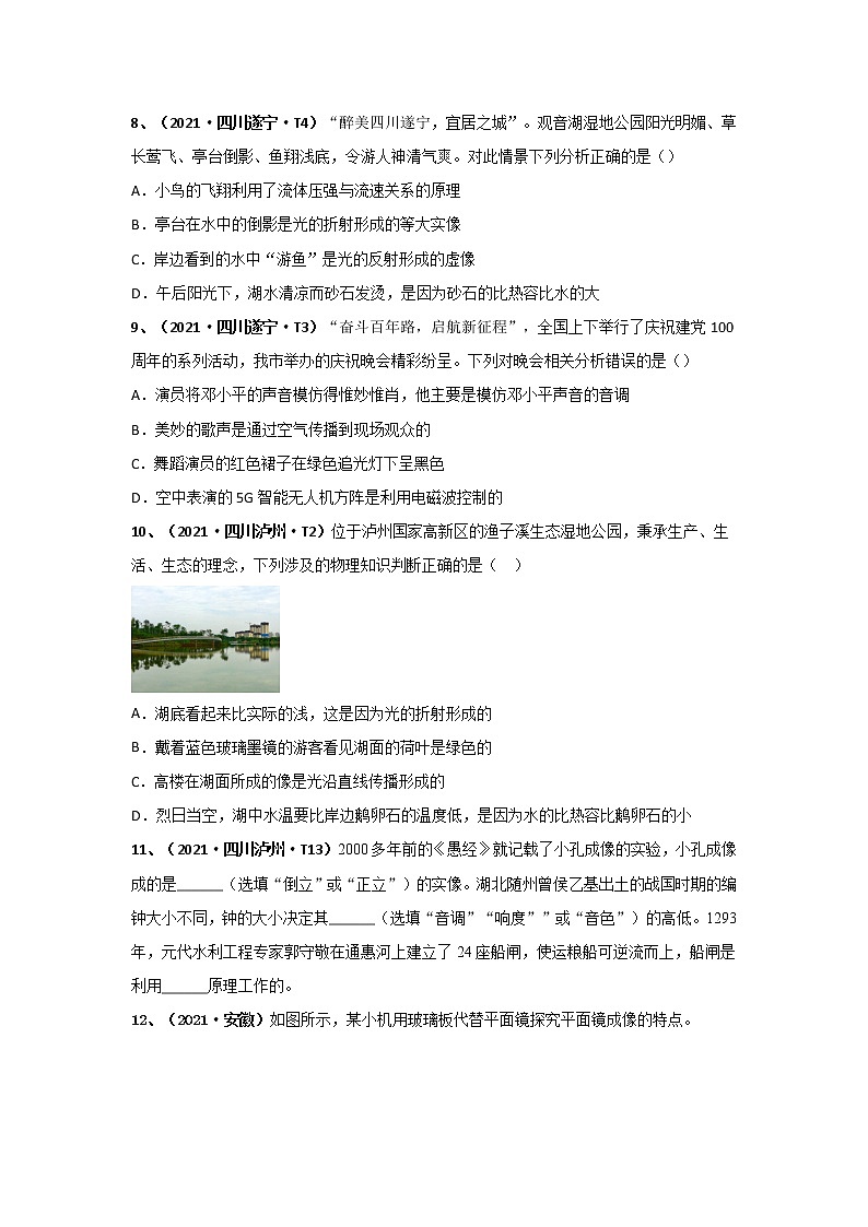 2021中考物理分类汇编（精简版） 专题04 光现象03