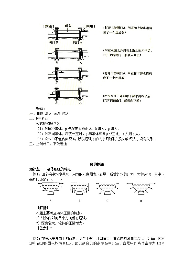 2020中考人教版物理 专题复习 教案：液体的压强(1)第3页