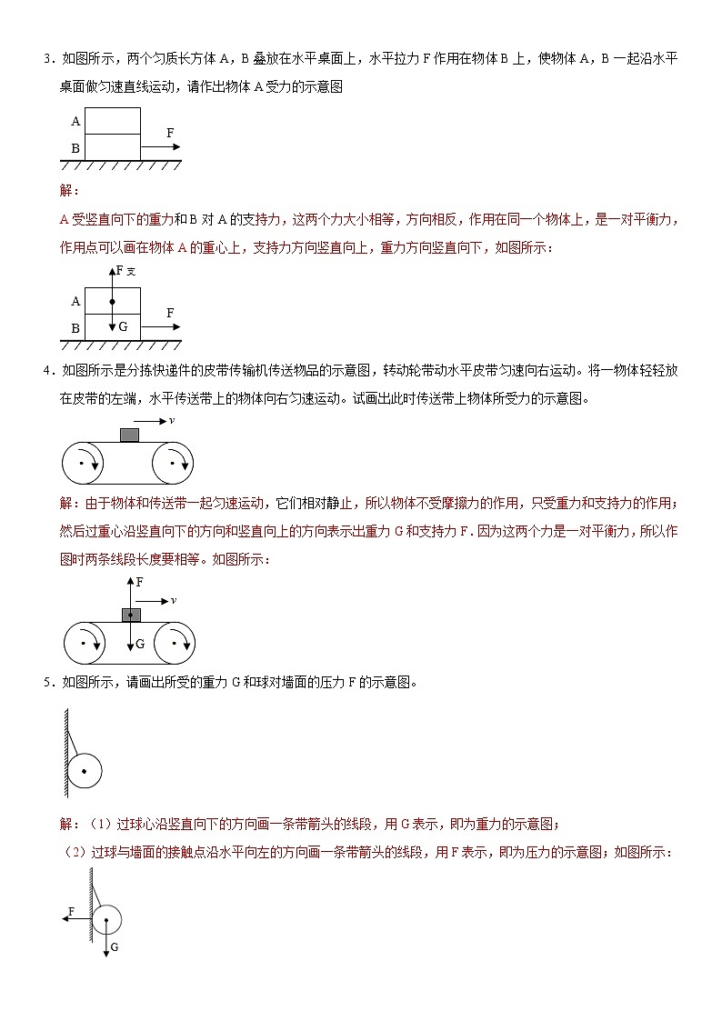 专题04 力的示意图（解析版）-2020-2021学年八年级物理下册期末考试总复习热点题型抢先练（人教版）第2页
