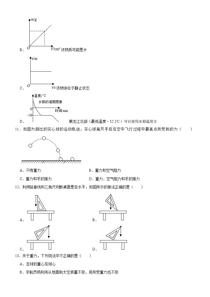 专题03 重力（原卷版）-2020-2021学年八年级物理下册期末考试总复习热点题型抢先练（人教版）第3页
